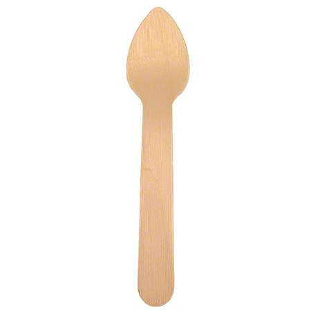 CUTLERY WOOD TASTER SPOON 4'' 100CT